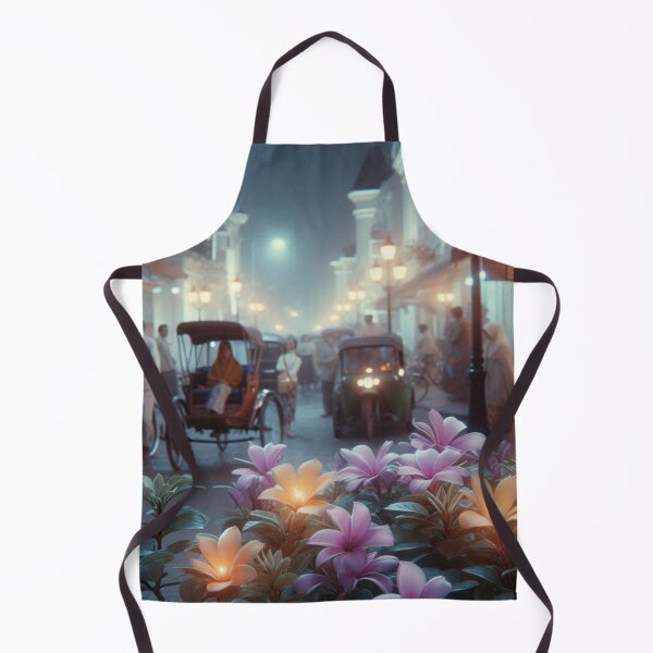 Item preview, 1960s Malioboro Jogja – AI Colorful Night Scene with Lilac and Orange Glow for Clothing and Accessories for City Lovers designed and sold by knalpot-design.