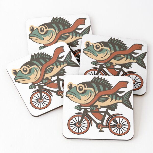 Item preview, Funny Fish on a Bike – Quirky Gift for Men, Retro Animal Illustration, Unique Cycling Design designed and sold by krisevansart.