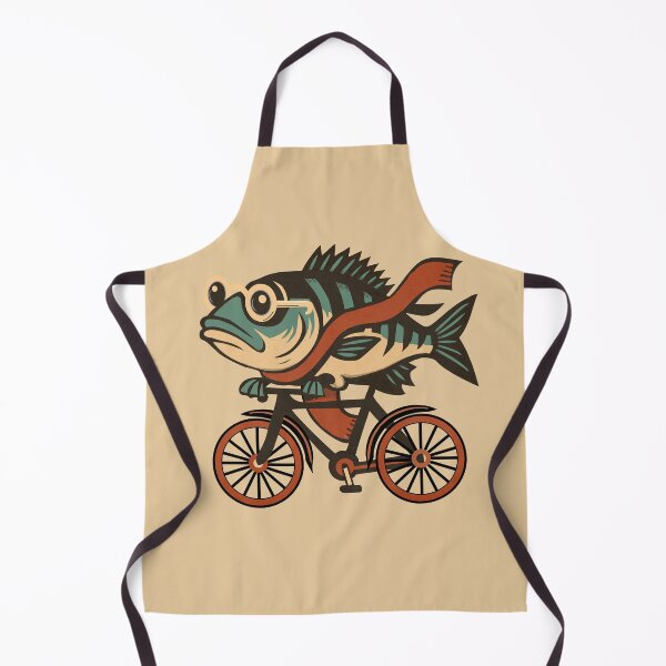 Item preview, Funny Fish on a Bike – Quirky Gift for Men, Retro Animal Illustration, Unique Cycling Design designed and sold by krisevansart.