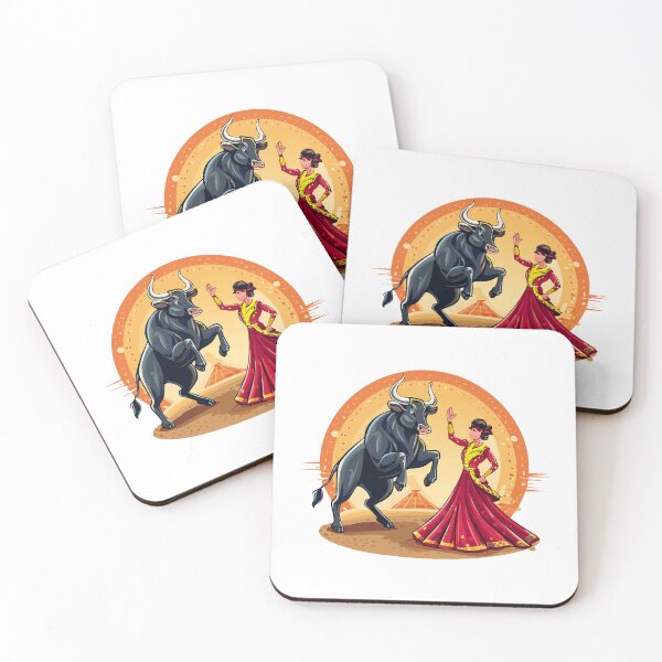 Item preview, Matador Bullfighter Spanish woman in traditional attire and bull, beauty fictional character, Corrida, bullfighting in Spain, bullfighter, bullfight, bullfighter awaiting for the bul designed and sold by Danler.