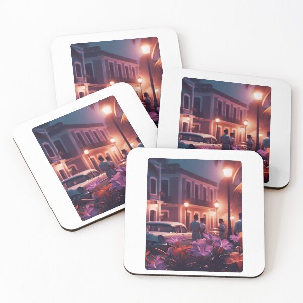 Item preview, 1960s Ponce Night – AI Colorful Artwork with Lilac and Orange Glow for Clothing and Accessories for City & Flower Lovers designed and sold by knalpot-design.