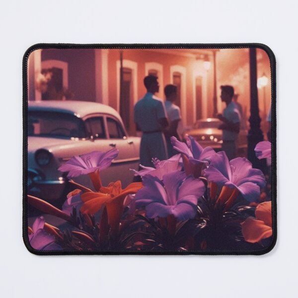 Item preview, 1960s Ponce Night – AI Colorful Artwork with Lilac and Orange Glow for Clothing and Accessories for City & Flower Lovers designed and sold by knalpot-design.