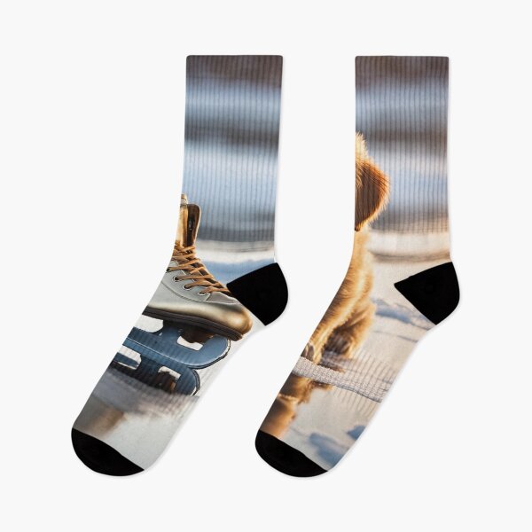 Item preview, Folk-Art Puppy ice skating on a frozen lake designed and sold by Colin Bentham.