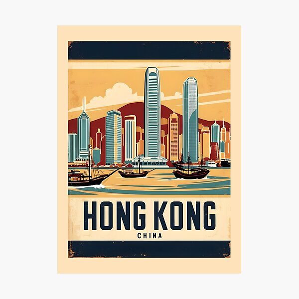 Item preview, A Vintage Travel Art of Hong Kong - China  designed and sold by GoodOldVintage.