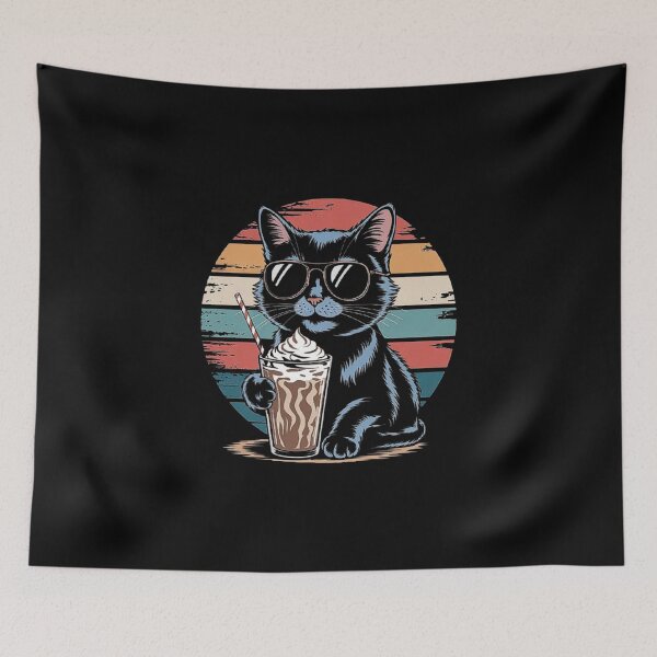 Item preview, Cool Cat with Milkshake Retro Vintage Style designed and sold by love3617.