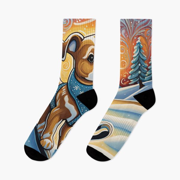 Item preview, Folk-Art Puppy ice skating on a frozen lake designed and sold by Colin Bentham.