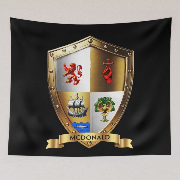 Item preview, McDonald Shield and Banner  Pride Forged in Battle and Triumph, designed and sold by Highlandkings.