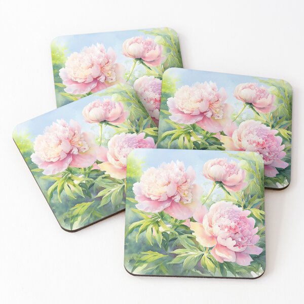 Item preview, Sunlit Peony Blooms Watercolor designed and sold by AntiqueWhiteArt.