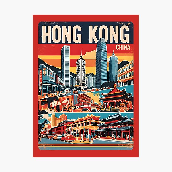 Item preview, A Vintage Travel Art of Hong Kong - China  designed and sold by GoodOldVintage.