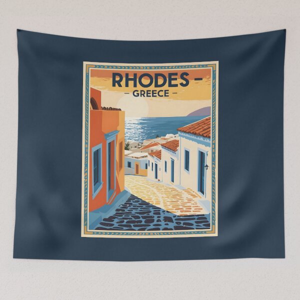Item preview, A Vintage Travel Art of Rhodes - Greece  designed and sold by GoodOldVintage.