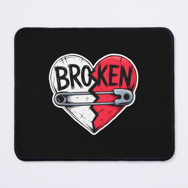 Item preview, BROKEN Emotional Heartbreak Art with Safety Pin designed and sold by ViktoonShirts.