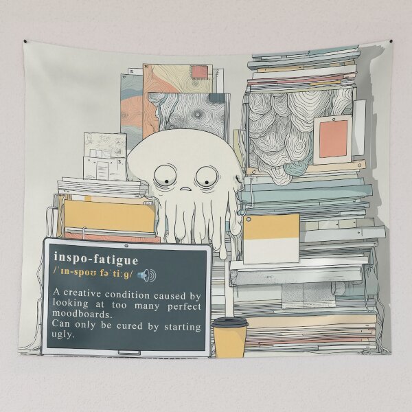 Item preview, Inspo-fatigue – The Curse of the Creative Scroll designed and sold by Bearabilia.