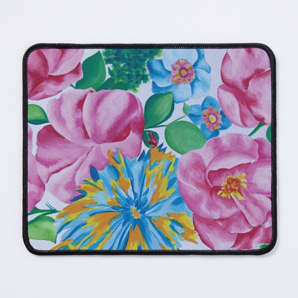 Item preview, Pink, blue and yellow garden made with gouache designed and sold by GENEST-V.