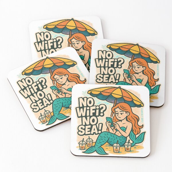 Item preview, No WiFi? No Sea! – Funny Mermaid Summer Pop Art designed and sold by Sweetday2025.