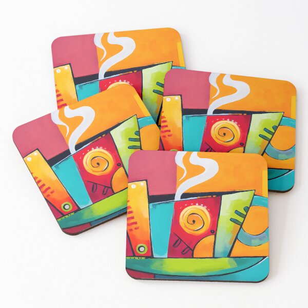 Item preview, Cubist Dynamic Brew - Abstract Coffee Cup with Geometric Shapes and Vibrant Steam designed and sold by OlfactoART Studio.