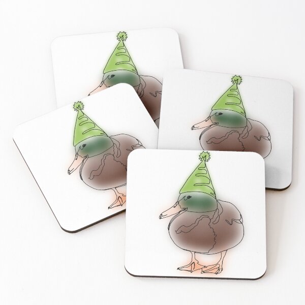Item preview, Watercolour Mallard Duck Line Drawing with Birthday Hat - animalsinhats designed and sold by Ashley’sAnimalz.
