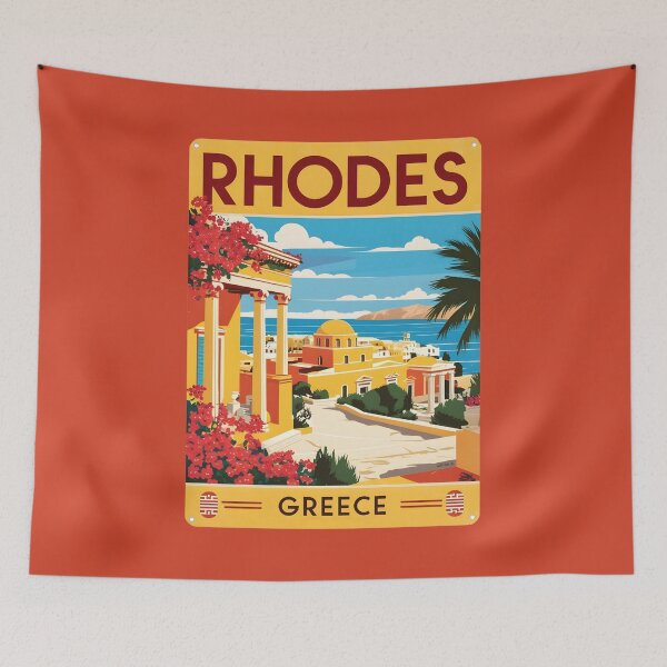 Item preview, A Vintage Travel Art of Rhodes - Greece  designed and sold by GoodOldVintage.