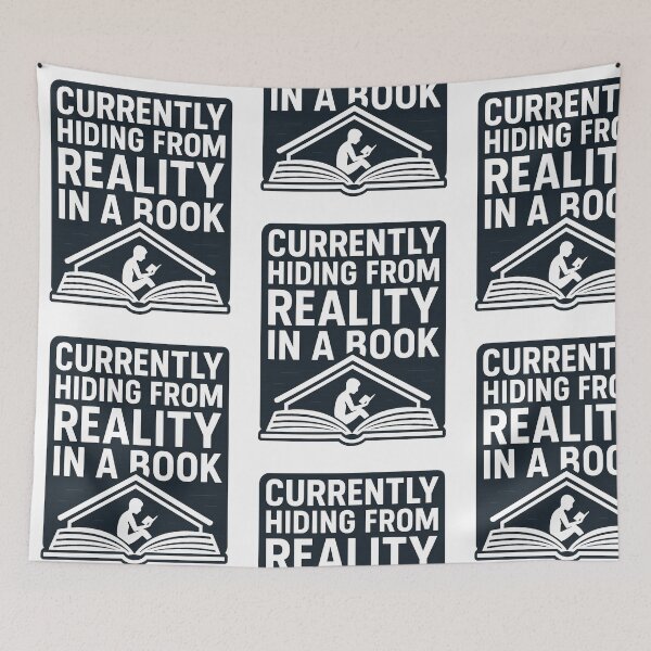 Item preview, Currently Hiding from Reality in a Book – Modern Minimalist Reader Quote designed and sold by Kybruno's Creations.