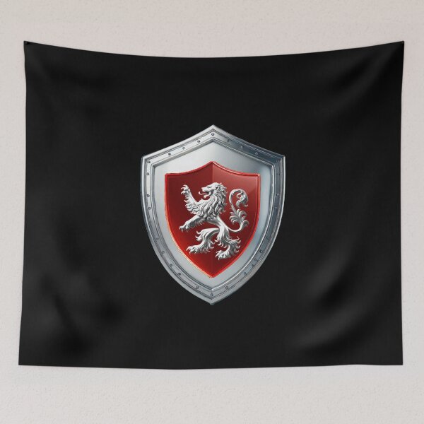 Item preview, Gray Shield  Silver Lion Rampant on Crimson Heritage Field designed and sold by Highlandkings.