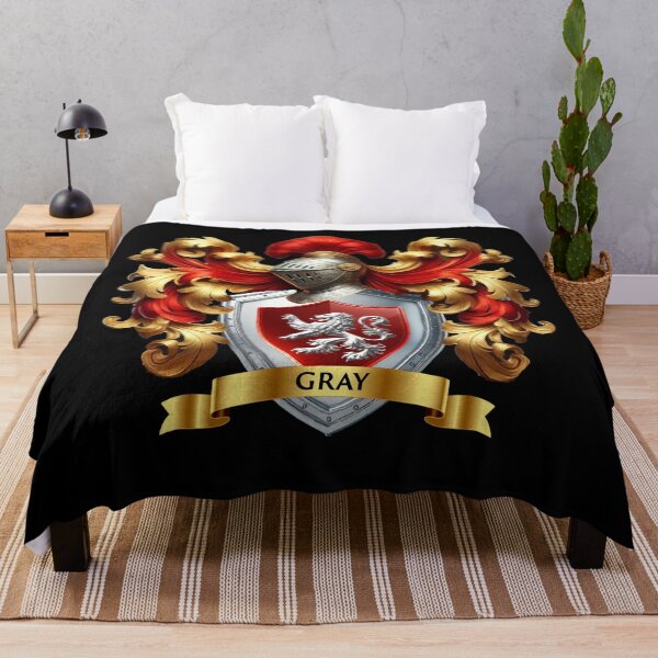 Item preview, Gray Family Crest Silver Lion of Courage on Crimson Shield of Nobility designed and sold by Highlandkings.