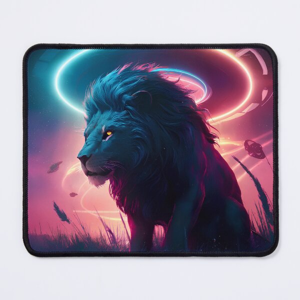 Item preview, Lion on grassland with spaceship above him designed and sold by Paul-Place.
