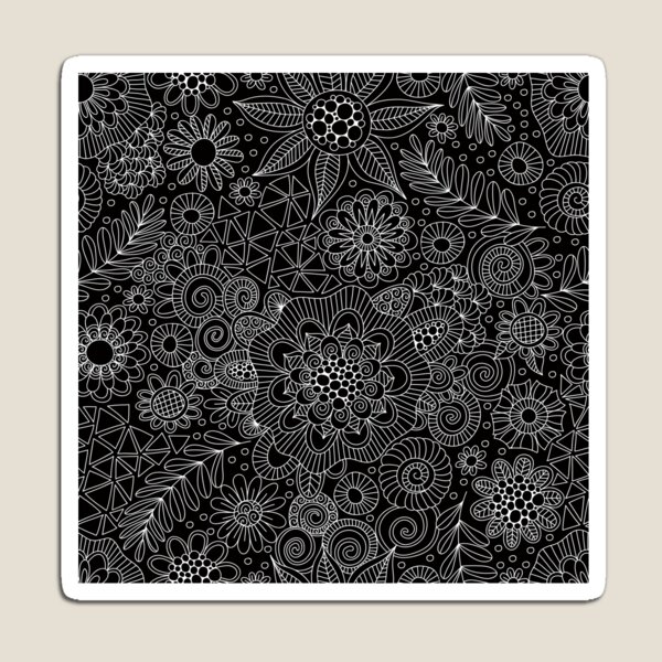 Black Doodle Pattern Magnet