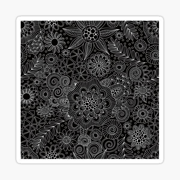 Black Doodle Pattern Sticker