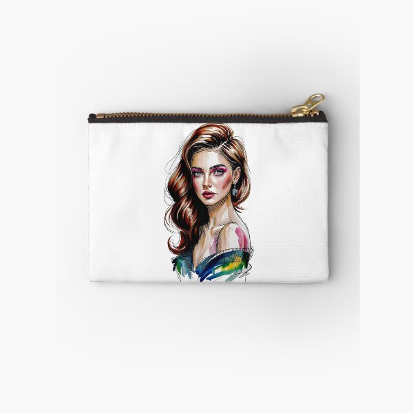 Item preview, Chocolate Hair Elegance - Fashion Portrait in David Downton Style, Watercolor & Pencil Sketch, Dramatic Makeup Art, Chic Female Illustration designed and sold by Pro AguiZoul Art.