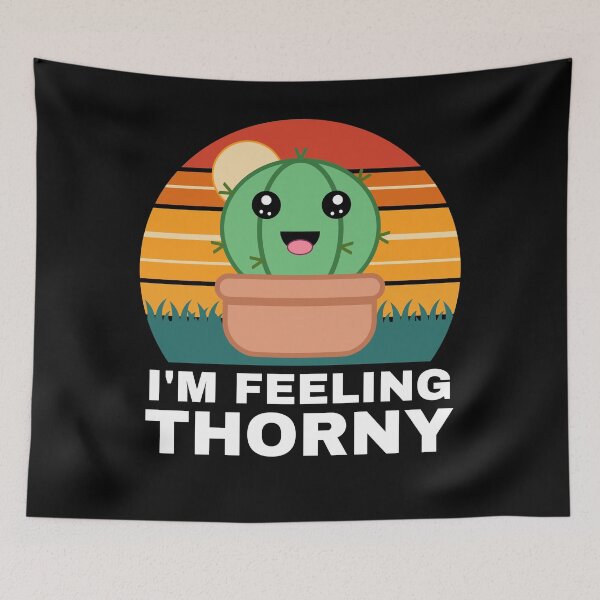 Item preview, I'm Feeling Thorny - Funny Kawaii Retro Sunset Cactus Pun  designed and sold by Sunserize Designs.
