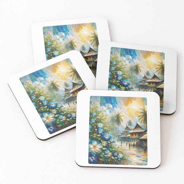 Item preview, Maumere City at 9PM – Abstract AI Night Scene with Vivid Colors and Floral Accents for Fashion & Accessories designed and sold by knalpot-design.
