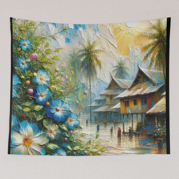Item preview, Maumere City at 9PM – Abstract AI Night Scene with Vivid Colors and Floral Accents for Fashion & Accessories designed and sold by knalpot-design.
