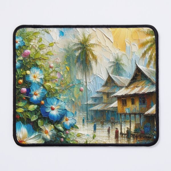 Item preview, Maumere City at 9PM – Abstract AI Night Scene with Vivid Colors and Floral Accents for Fashion & Accessories designed and sold by knalpot-design.