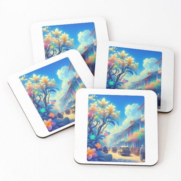 Item preview, Semarang City at 4PM – Abstract AI Afternoon Scene with Vibrant Colors and Floral Style for Fashion & Accessories designed and sold by knalpot-design.