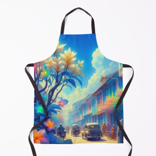 Item preview, Semarang City at 4PM – Abstract AI Afternoon Scene with Vibrant Colors and Floral Style for Fashion & Accessories designed and sold by knalpot-design.