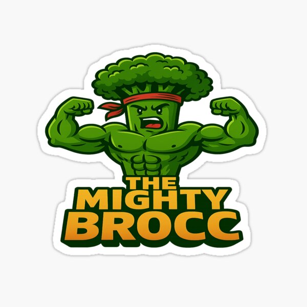 Artikel-Vorschau von The Mighty Brocc – Lustiges muskulöses Brokkoli-Fitness-Food-Wortspiel, designt und verkauft von DonnyFoodGadget.