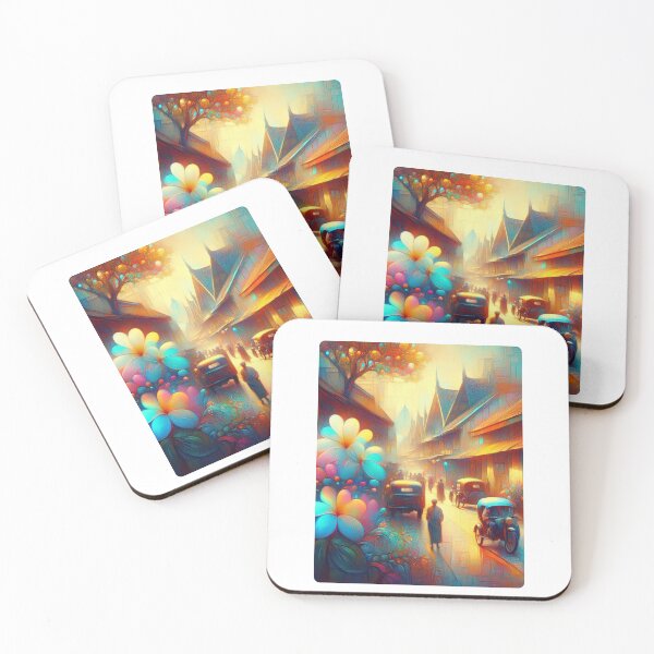 Item preview, Semarang City at 9PM – Abstract AI Nightscape with Glowing Colors and Floral Details for Clothing & Accessories designed and sold by knalpot-design.