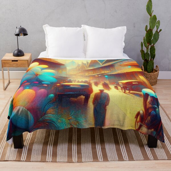 Item preview, Semarang City at 9PM – Abstract AI Nightscape with Glowing Colors and Floral Details for Clothing & Accessories designed and sold by knalpot-design.