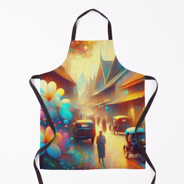 Artikelvorschau, Semarang City at 9PM – Abstract AI Nightscape with Glowing Colors and Floral Details for Clothing & Accessories entworfen und verkauft von knalpot-design.