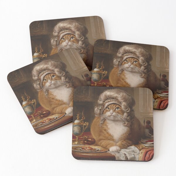 Item preview, Regal Ginger Cat in Baroque Wig – Aristocratic Feline Portrait designed and sold by ViviNyks.