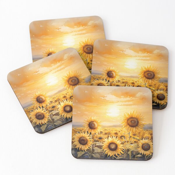 Item preview, Sunflower Sunset Watercolor Bliss designed and sold by AntiqueWhiteArt.