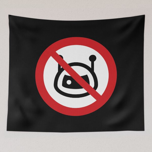 Item preview, No Bots / No Robots / No Droids Sign (On Black) designed and sold by STUDIO-72.