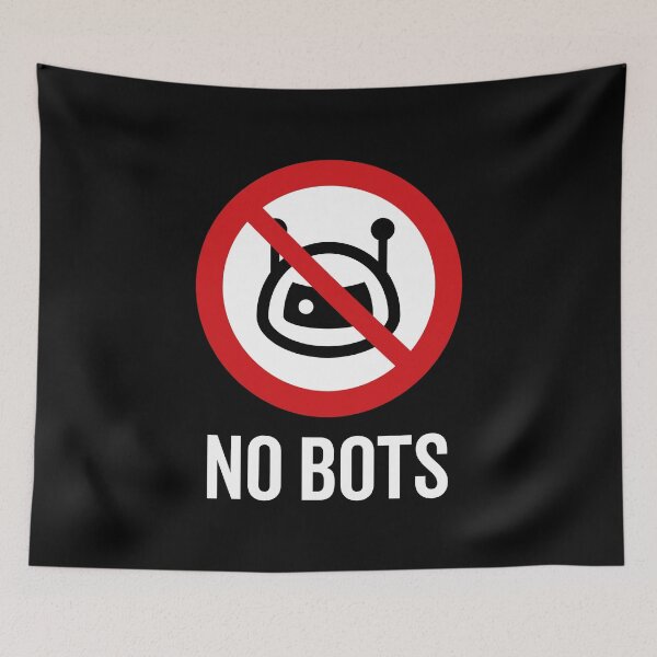 Item preview, No Bots / No Robots / No Droids Sign V2 (On Black) designed and sold by STUDIO-72.