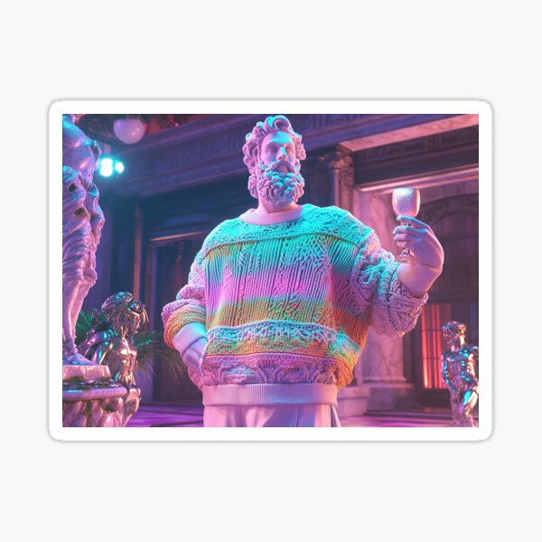 Item preview, Neon Marble Statue with Rainbow Sweater and Goblet	 designed and sold by weirdfishes123.
