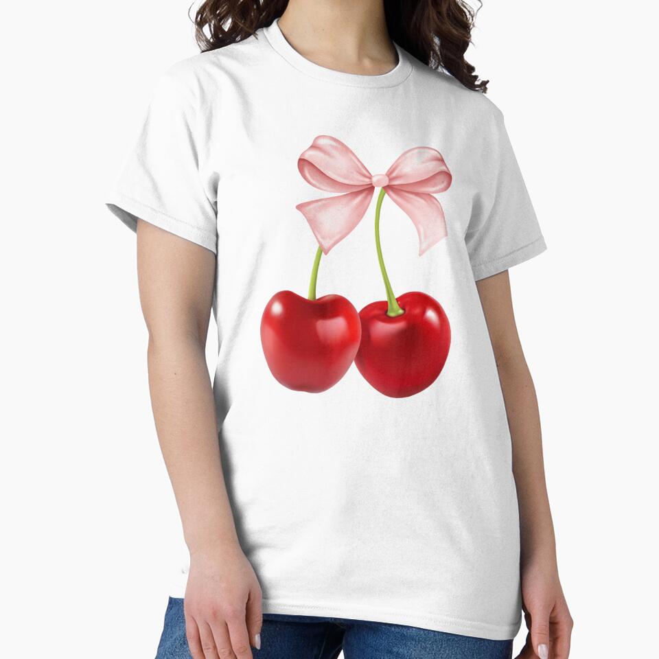 Vintage Cherry Graphic T-Shirt Design – Retro Love Theme For Valentine'S Day Classic T-Shirt Trendy Fashion