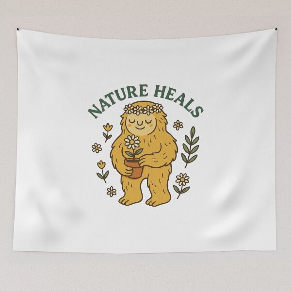 Item preview, Nature Heals Flower Yeti Illustration designed and sold by Lacritsa .