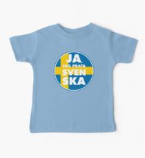 Ja, Jag Prata Svenska, Sweden sticker, Sweden Flag, blue bg Baby Tee