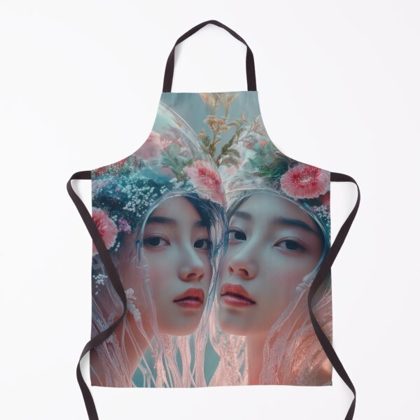 Item preview, Two figures in floral jellyfish hats designed and sold by anytka.