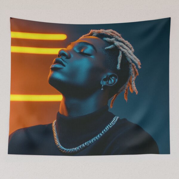 Item preview, Young man poses with neon lights designed and sold by anytka.
