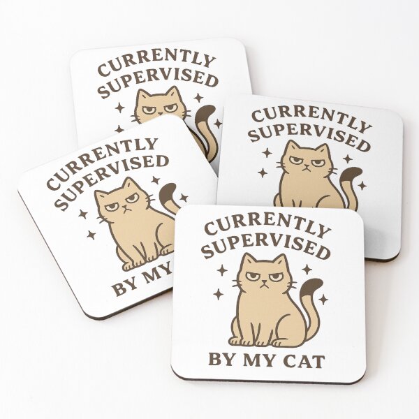 Item preview, Currently Supervised by My Cat Funny Cat Design designed and sold by Lacritsa .