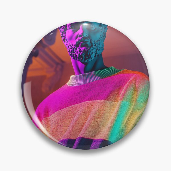 Item preview, Neon Marble Statue with Retro Rainbow Sweater | Vaporwave Aesthetic designed and sold by weirdfishes123.